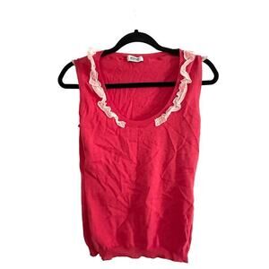 MOSCHINO Cheap And Chic Pink Ruffle Sleeveless Knit Top Sweater Vest - Sz 6